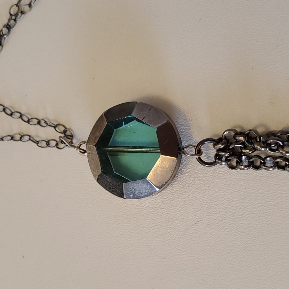 Tassle Necklace On Gunmetal Chain